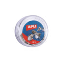 Apli Caja de 50 Chinchetas Niqueladas - Cabeza Redondeada - Punta Afilada - Versatiles para Hogar y Oficina - Color Plata