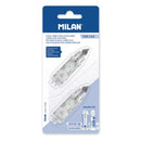Milan Pack de 2 Recambios para Cinta Correctora 5mm x 6m - Compatible con Correctores Cilindrico y Extension