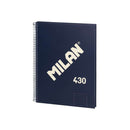 Milan Serie 1918 Cuaderno Espiral Formato A4 Pautado 7mm - 80 Hojas de 95 gr/m2 - Microperforado, 4 Taladros - Color Azul Oscuro