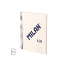 Milan Serie 1918 Cuaderno Espiral Formato A5 Cuadricula 5x5mm - 80 Hojas de 95 gr/m2 - Microperforado, 2 Taladros - Color Beige