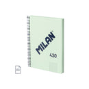 Milan Serie 1918 Cuaderno Espiral Formato A5 Cuadricula 5x5mm - 80 Hojas de 95 gr/m2 - Microperforado, 2 Taladros - Color Verde