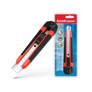 Erichkrause Cuter con Fijador Automatico Arrow - Sistema de Retencion de Cuchilla Autobloqueo - Partidor Incorporado - Cuerpo de Plastico Ligero - Guias Metalicas - Cuchilla Segmentada de Acero Resistente al Desgaste - Color Azul