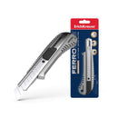 Erichkrause Cuter Metalico con Fijador Automatico - Sistema de Retencion de Cuchilla de Autobloqueo - Partidor Incorporado - Color Plateado