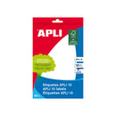 Apli Pack de 10 Etiquetas 105x149mm - Adhesivo Permanente - Cantos Romos - Color Blanco
