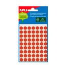 Apli Minibolsa de 288 Etiquetas Redondas Ø 8mm - 3 Hojas por 96 Etiquetas - Adhesivo Permanente - Color Rojo
