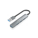 Aisens Hub USB Ultra Delgado de Aluminio - 1xUSB3.0 + 3xUSB2.0 - Alta Velocidad 5 Gbps - Alimentacion por Bus USB - Color Gris