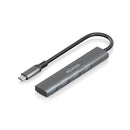Aisens Hub USB-C Ultra Delgado - 1xUSB3.1 Gen1 + 4xUSB3.0 - Alta Velocidad 5 Gbps - Alimentacion USB-C - Cable 15cm - Color Gris
