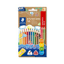 Staedtler Jumbo Noris 128 Pack de 12 Lapices Triangulares de Colores - Diseño Ergonomico - Colores Surtidos
