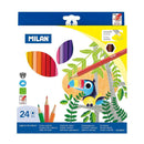 Milan Pack de 24 Lapices Hexagonales de Colores - Mina 2.9mm - Trazo Uniforme - Resistente a la Rotura - Colores Surtidos