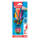 Maped Color´Peps Strong Pack de 12 Lapices Triangulares de Colores - Sin Madera - Mina 3,2mm - Punta Ultra Resistente - Colores Surtidos
