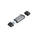 Aisens Lector de Tarjetas USB-A y USB-C 3.1 Gen1 - Compatible con SD, Micro SD, MMC, RS-MMC, MMC Micro - Color Gris