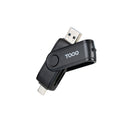 Tooq Lector de Tarjetas USB-C y USB-A - Compatible con SD, Micro SD y TF - Color Negro