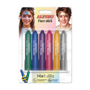 Alpino Fiesta Face Stick Metallic Pack con 6 Barritas de Pintura Facial - Sistema Retractil Giratorio - Se Lava con Agua - Testado Dermatologicamente - Colores Surtidos Metalicos