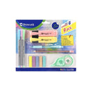 Bismark Pastel Pack Escolar con Lapicero, Boligrafo, 2 Marcadores, Cinta Correctora, Set Banderitas Pet y 3 Rotuladores 0.44mm