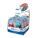 Milan Expositor de 12 Cintas de Pegamento 8,4mm x 12m - Diseño Ergonomico - Secado Rapido - Ideal Manualidades - Colores Surtidos