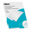 Ibico Caja de 100 Laminas para Plastificar Gloss A5 75 Micras - Acabado Brillante - Plastifica Papel, Fotos, Tarjetas de Visita, Recursos Escolares y Mas - Transparentes