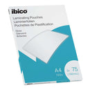 Ibico Caja de 100 Laminas de Plastificar Gloss A4 75 Micras - Acabado Cristalino de Alto Brillo - Plastifica Papel, Fotos, Tarjetas de Visita, Recursos Escolares y Mas - Color Transparente