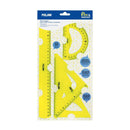 Milan Pack de 4 Reglas Flexibles y Resistentes - Regla, Escuadra, Cartabon y Transportador - Color Amarillo