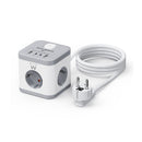 Ewent Regleta con 6 Tomas de Sobremesa - 3x Schuko 16A - 2x USB-A - 2x USB-C - Proteccion Infantil - Interruptor On/Off - Forma de Cubo - Cable de 1.5m - Color Blanco/Gris