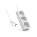 Ewent Regleta de 3 Tomas Schuko 16A - Proteccion Infantil - Cable de 1.5m - Enchufe Schuko Plano en Angulo - Color Blanco