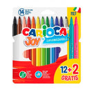 Carioca Joy Superlavables Pack de 12+2 Rotuladores - Punta 2.8mm Bloqueada - Capuchon Ventilado - Colores Surtidos