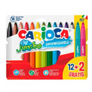 Carioca Jumbo Pack de 12 Rotuladores + 2 Gratis - Punta 6mm - Superlavables - Colores Surtidos