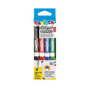 Carioca Whiteboard Clip Pack de 4 Rotuladores Borrables para Pizarras Blancas - Punta Media - Punta de Ø 4.5mm - Tapa con Clip - Secado Rapido - Color Varios