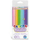 Carioca Pack de 12 Lapices de Madera Pastel - Colores Pastel - Cuerpo Hexagonal - Colores Brillantes y Lavables - Escritura Blanda - Mina Ø 3.3mm Segura y Resistente a las Caidas - Color Varios