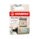 Stabilo Boss Mini Naturevibes Pack de 3 Marcadores Fluorescentes - Trazo entre 2 y 5mm - Tinta con Base de Agua - Antisecado - Colores Verde Barro, Verde Tierra y Beige