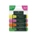 Faber-Castell Textliner 48 Pack de 4 Marcadores Fluorescentes - Punta Biselada - Trazo entre 1.2mm y 5mm - Tinta con Base de Agua - Colores Surtidos