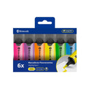 Bismark Pack de 6 Marcadores Fluorescentes - Punta Biselada 2 - 5mm Aprox - Tinta Base de Agua - Larga Duracion - Colores Neon Surtidos