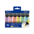 Bismark Pack de 6 Marcadores Fluorescentes - Punta Biselada 2 - 5mm Aprox - Tinta Base de Agua - Larga Duracion - Colores Pastel Surtidos