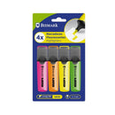 Bismark Pack de 4 Marcadores Fluorescentes - Punta Biselada 2 - 5mm Aprox - Tinta Base de Agua - Larga Duracion - Colores Neon Surtidos