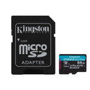 Kingston Tarjeta Micro SDXC 64GB UHS-I U3 V30 Clase 10 200MB/s Canvas Go Plus con Adaptador