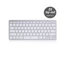 Ewent Teclado Inalambrico - 2x Baterias AAA - Disposicion QWERTY ES - Ultradelgado - Bluetooth - Color Plata/Blanco