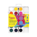 Jovi Pack de 18 Acuarelas en Pastilla 22mm + Pincel - Brillantes - Facilmente Mezclables - Colores Surtidos