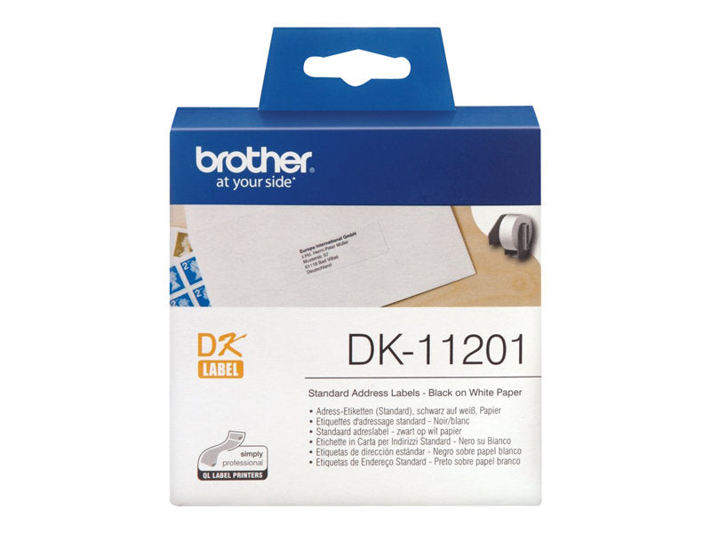 Brother DK11201 - Etiquetas Originales Precortadas de Direccion - 29x90 mm - 400 Unidades - Texto negro sobre fondo blanco