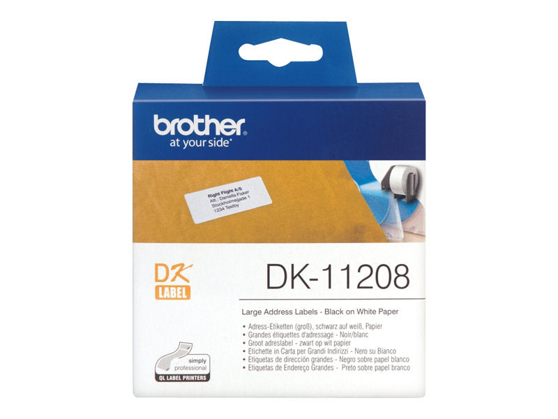 Brother DK11208 38x90mm Blanco Etiqueta Adhesiva Precortada 400u Original