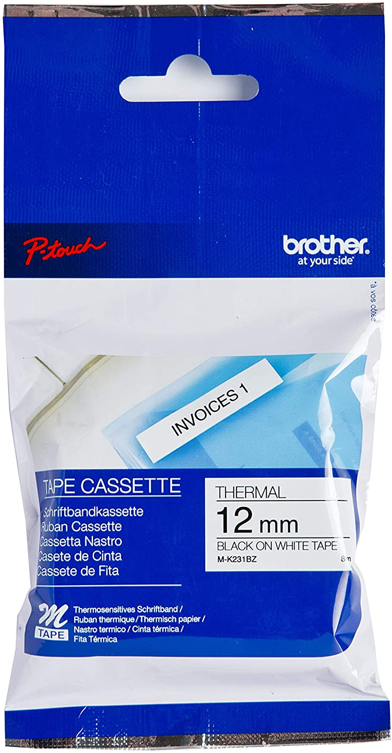 Brother MK231BZ 12mm Cinta Texto Negro sobre Blanco Original