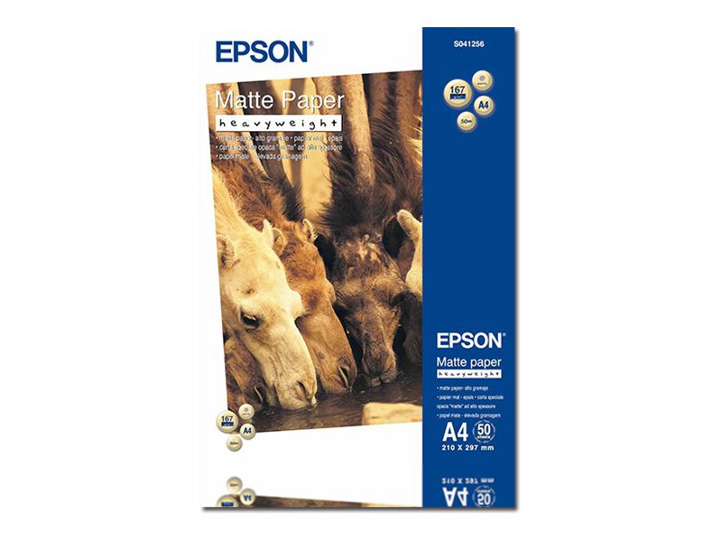 Epson C13S041256 Papel Fotografico A4 167gr - Acabado Mate - 50 Hojas - para Impresoras de Tinta