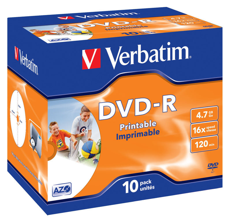 Verbatim 43521 DVD-R 4,7GB 16X Imprimible con Caja 10u