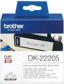 Brother DK22205 - Etiquetas Originales de Tamaño personalizado - Ancho 62mm x 30,48 metros - Texto negro sobre fondo blanco