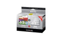 Lexmark 43XL + 44XL 80D2966 B/C/M/Y Cartucho de Tinta Original  Pack de 2 ud