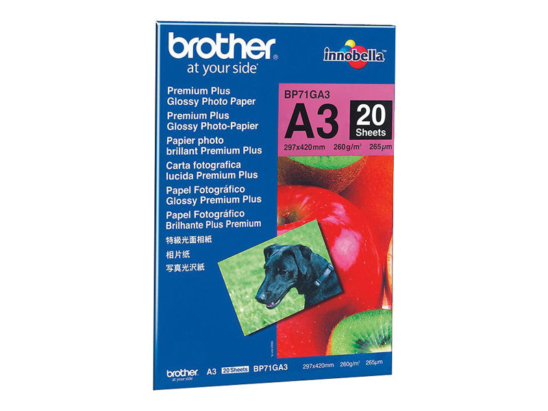 Brother BP71GA3 Papel A3 Fotográfico Glossy Brillo Pack de 20 hojas 260 g/m2