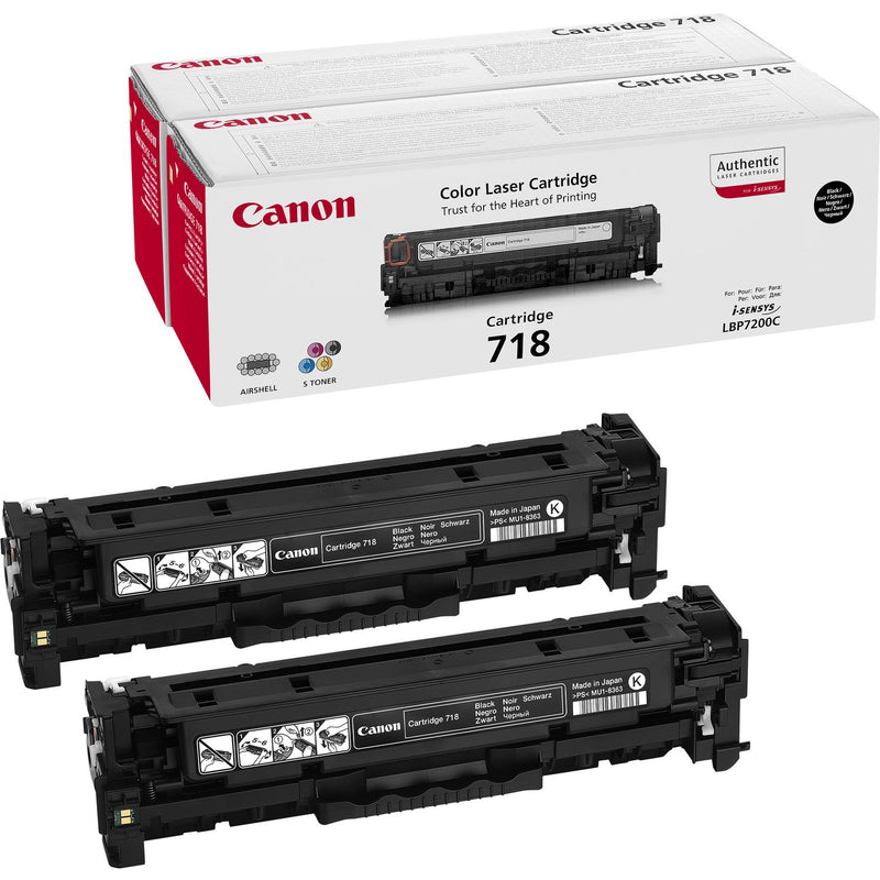 Canon 718BK Negro Cartucho de Tóner Original  Pack de 2 ud