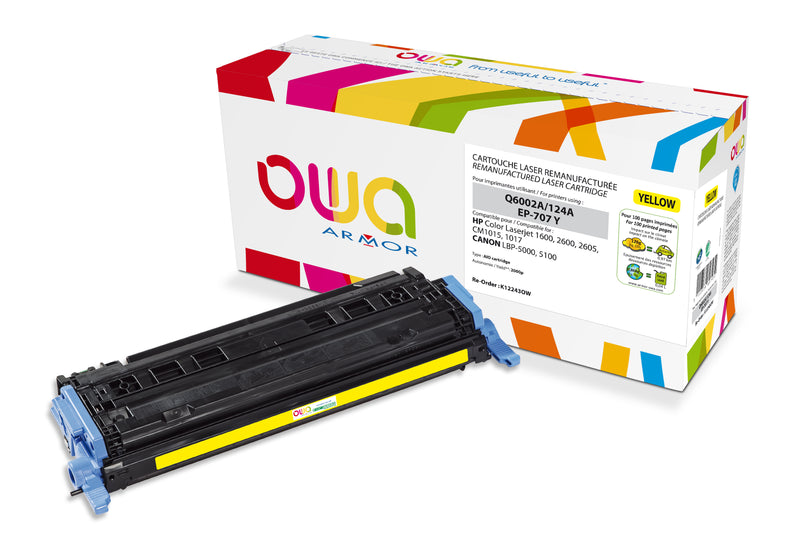 Armor Owa 124A Q6002A Amarillo Cartucho de Tóner Compatible Premium Hp