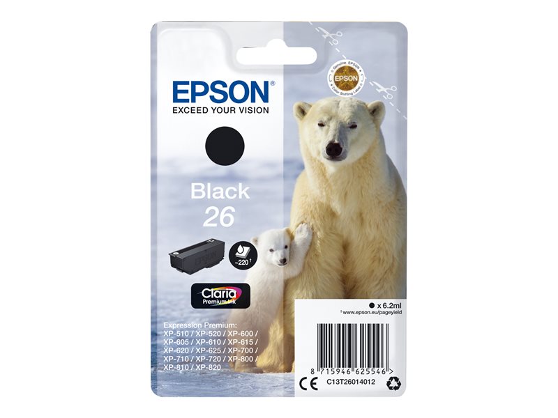 Epson T2601 (26) Negro Cartucho de Tinta Original - C13T26014012