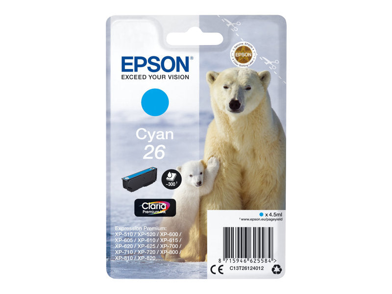 Epson T2612 (26) Cyan Cartucho de Tinta Original - C13T26124012