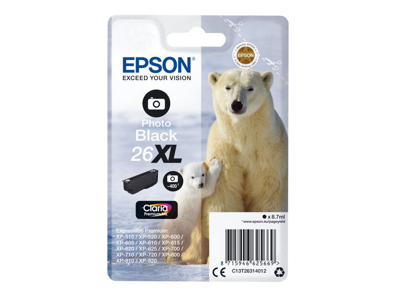 Epson T2631 (26XL) Negro Photo Cartucho de Tinta Original - C13T26314012