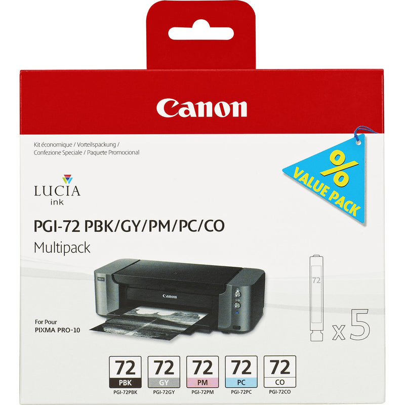 Canon PGI72 Pack de 5 Cartuchos de Tinta Originales - Negro Photo, Gris, Magenta Photo, Cyan Photo, Optimizador - 6403B007